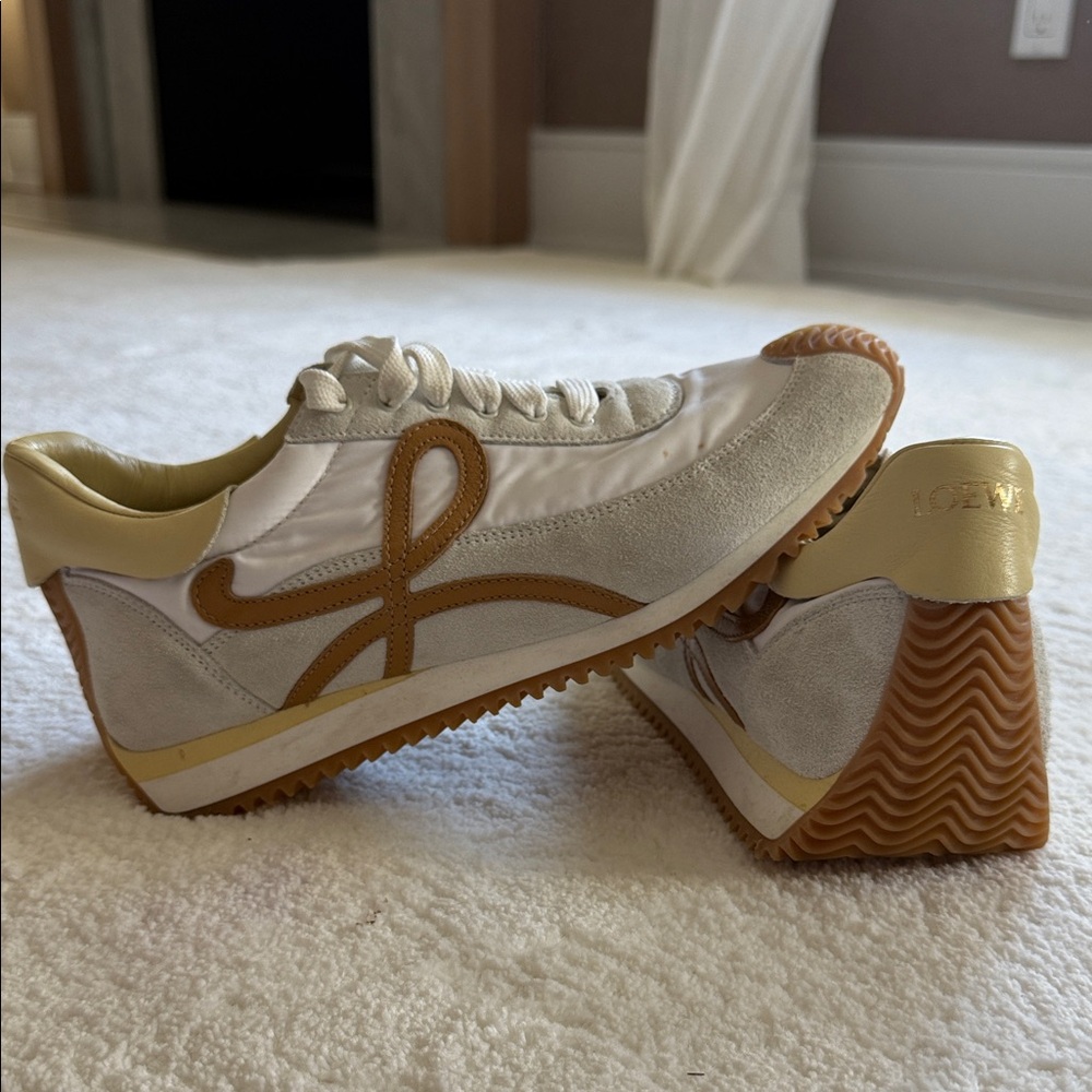 Loewe Cream and Tan Sneakers
